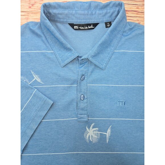 Travis Mathew Men's Blue Tropical Palm Tree Print Polo XL NWOT - Picture 4 of 7